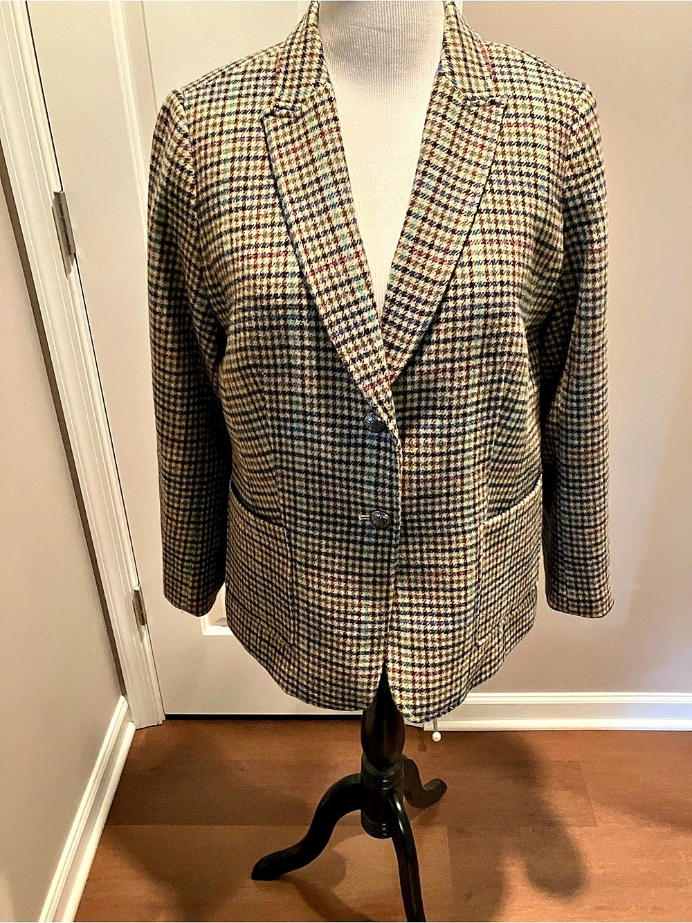 Talbots Houndstooth Blazer Brown & Black Size 16